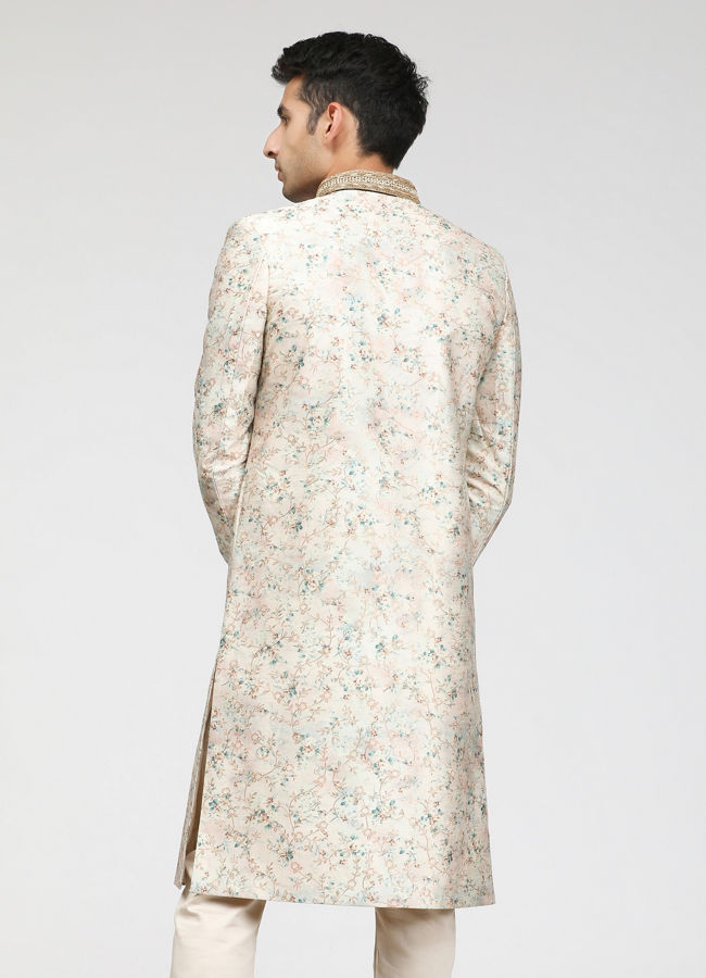 Manyavar Men Plush Floral Print Sherwani