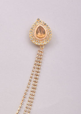 Amber Yellow Gemstone And Diamante Studded Chain Brooch image number 2