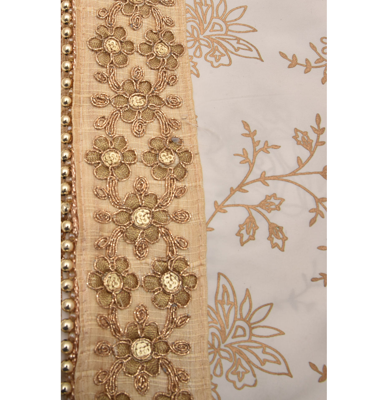 Cream Printed Cotton Blend Dupatta main image 1