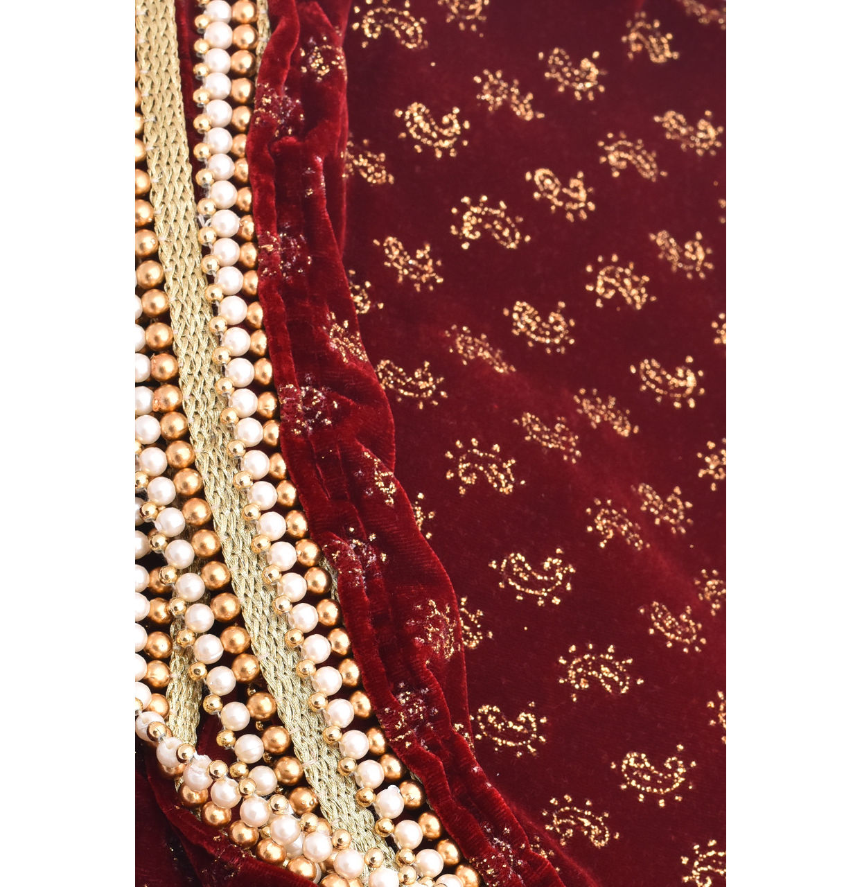 Maroon Dupatta with Signature Detail