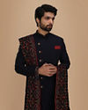 alt message - Manyavar Men Classy Blue Indo Western Set image number 0