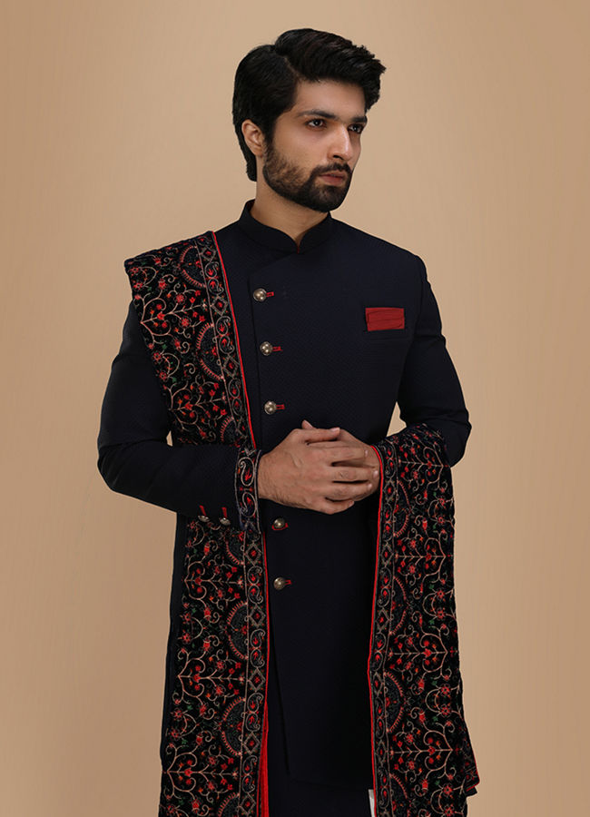 Manyavar blue hot sale indo western