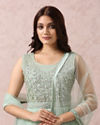 Mohey Women Pista Green Embellished Gown With Dupatta