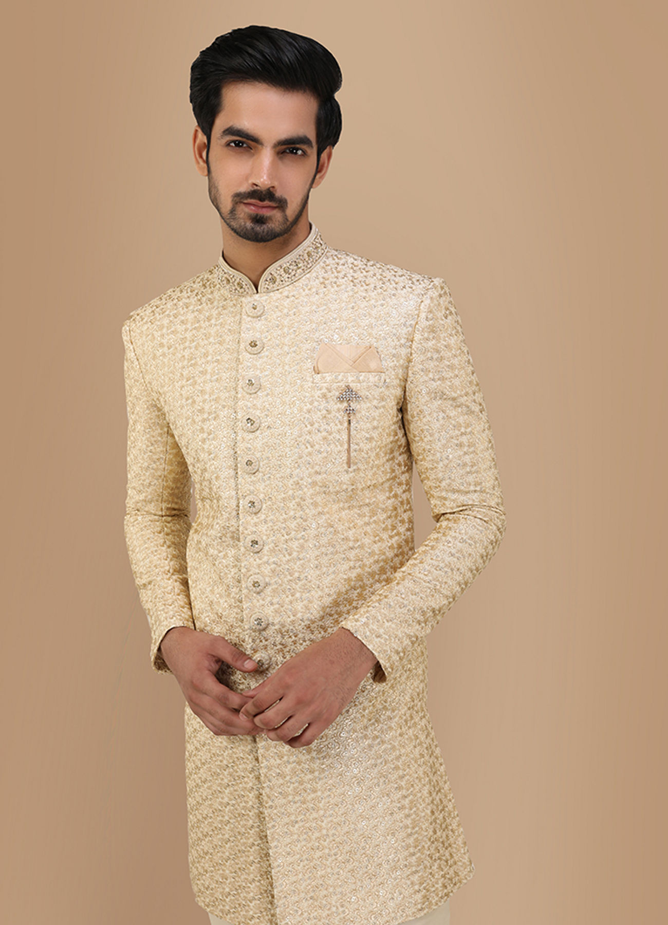 Manyavar Men Suave Light Colored Indo Western