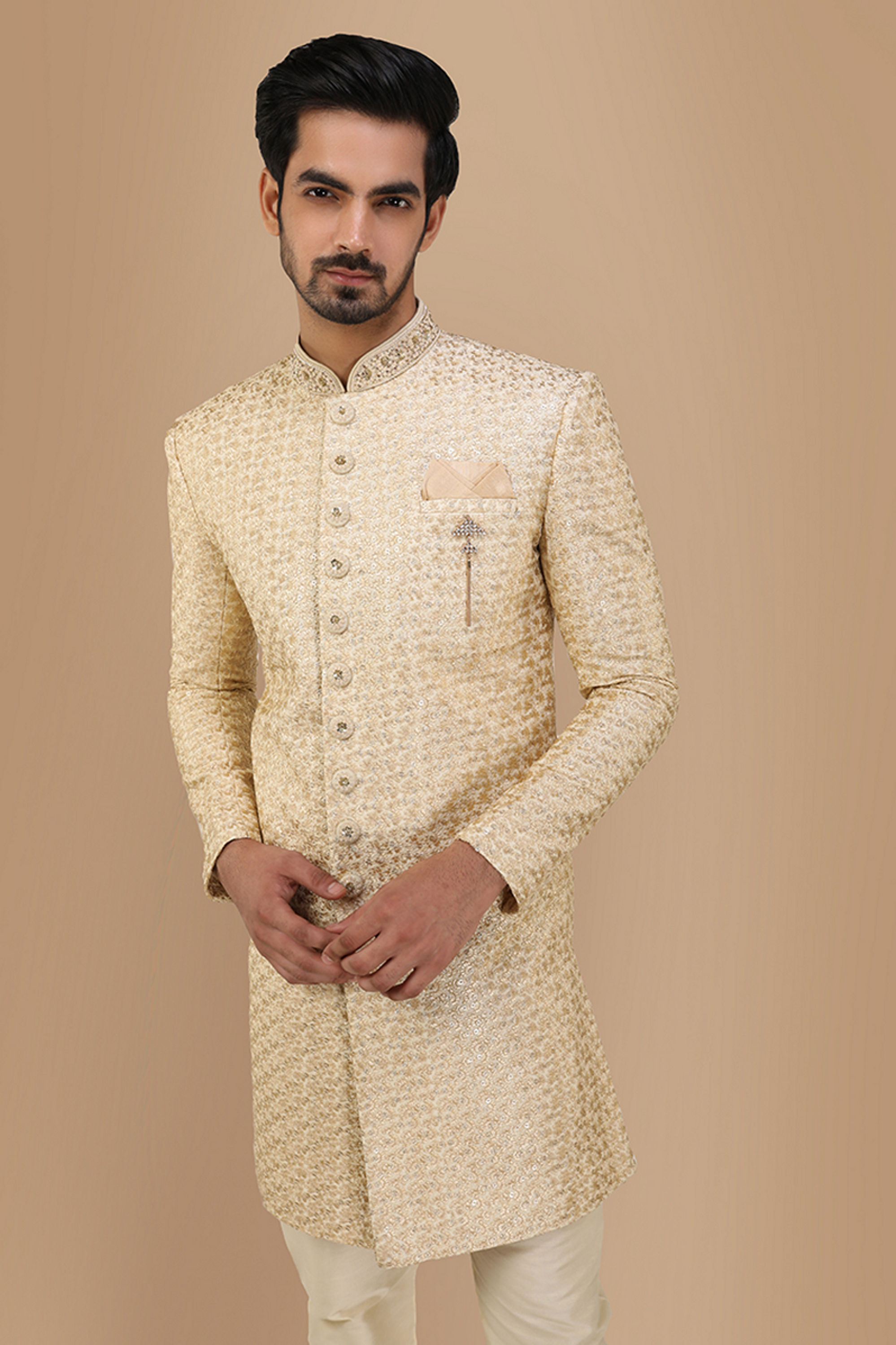 Manyavar Men Suave Light Colored Indo Western