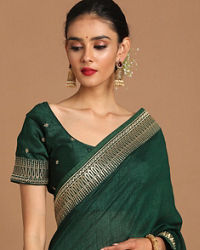 Mohey Women Bodacious Bottle Green Saree