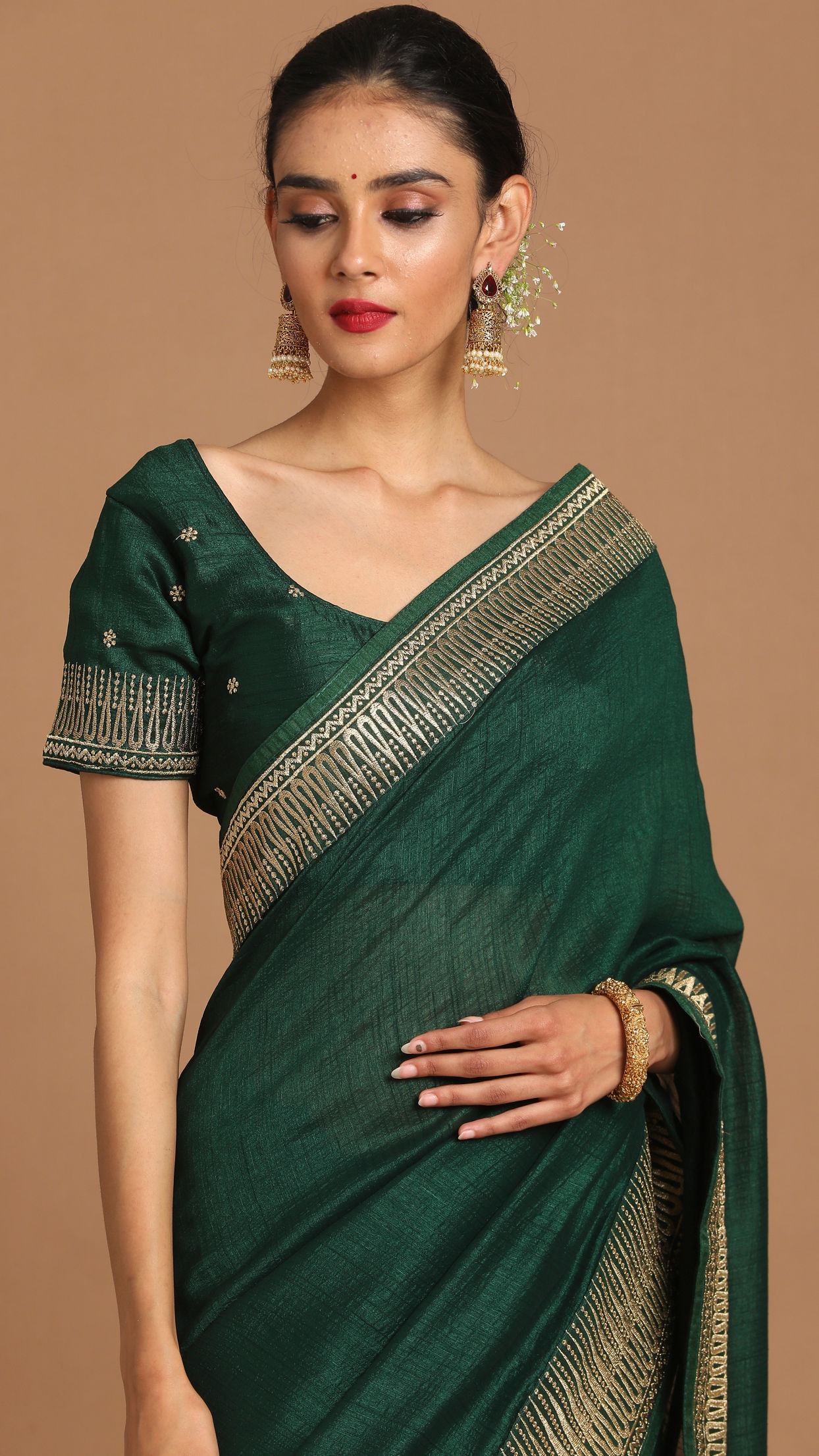 Buy Bodacious Bottle Green Saree Online in India Mohey Saree for Women