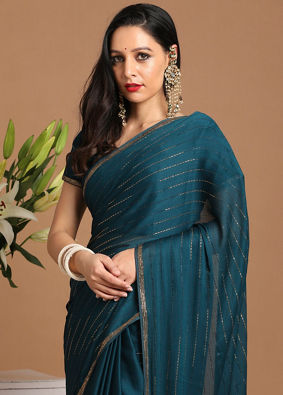 alt message - Mohey Women Ravishing Blue Saree image number 1