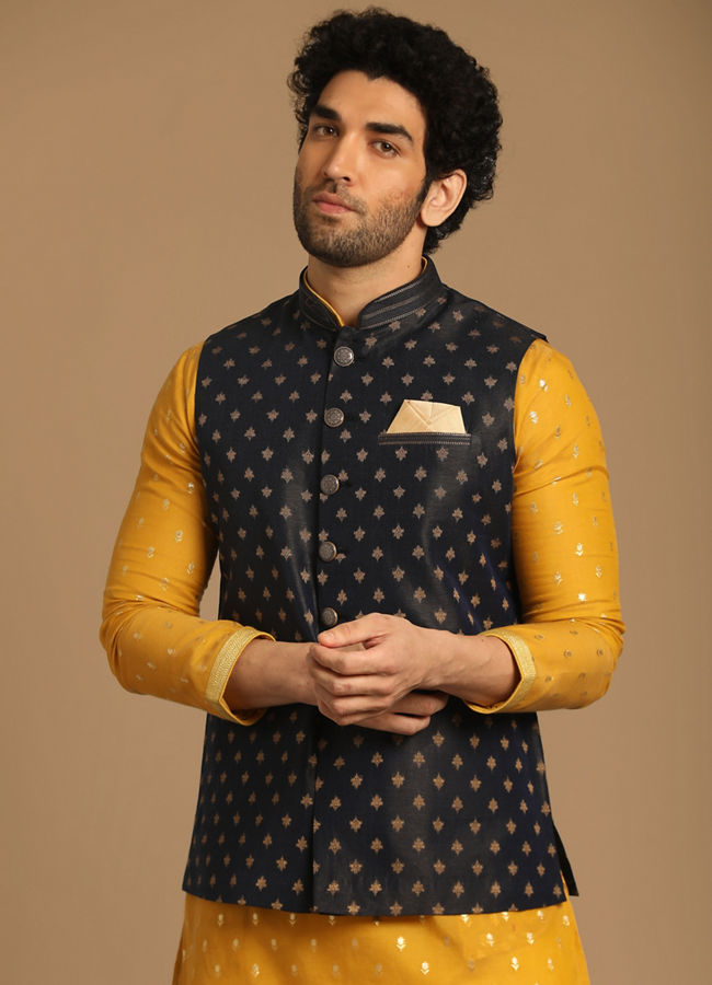 Manyavar Men Vibrant Blue Jacket