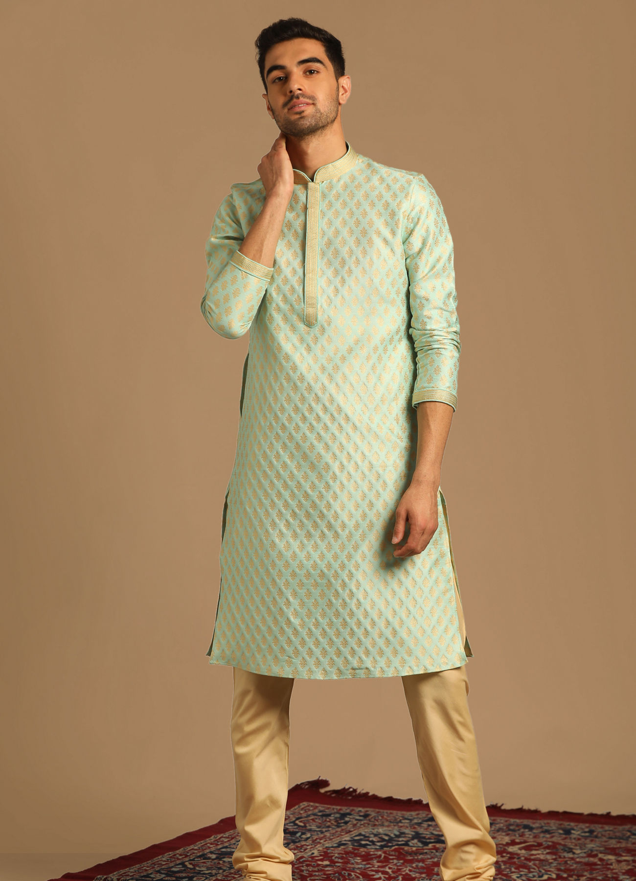 Manyavar Men Classy Green Kurta Pajama