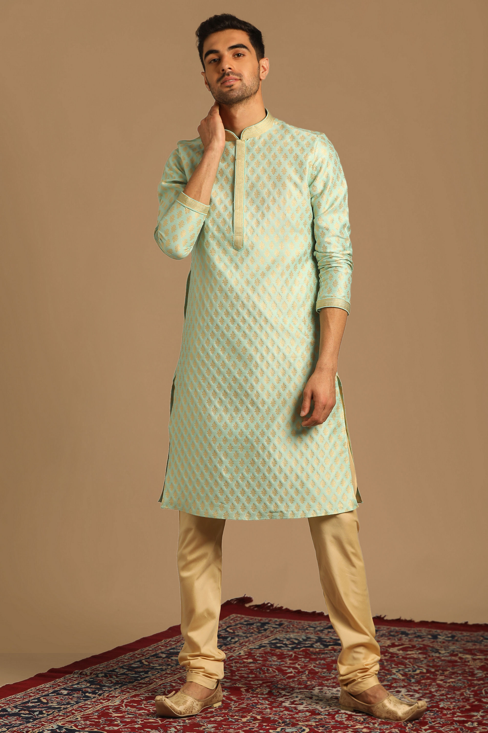 Manyavar Men Classy Green Kurta Pajama