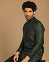 alt message - Manyavar Men Dapper Light Green Kurta Set image number 0