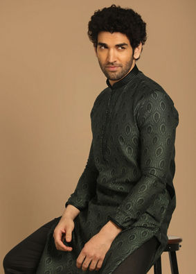 Manyavar Men Dapper Light Green Kurta Set