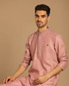 alt message - Manyavar Men Minimalist Pink Kurta Set image number 0