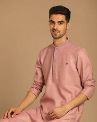 Manyavar Men Minimalist Pink Kurta Set