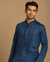 alt message - Manyavar Men Sober Blue Kurta Pajama image number 0