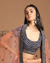 Mohey Women Chiffon Indigo Blue Lehenga