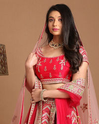 Mohey Women Ethereal Rani Pink Bridal Lehenga