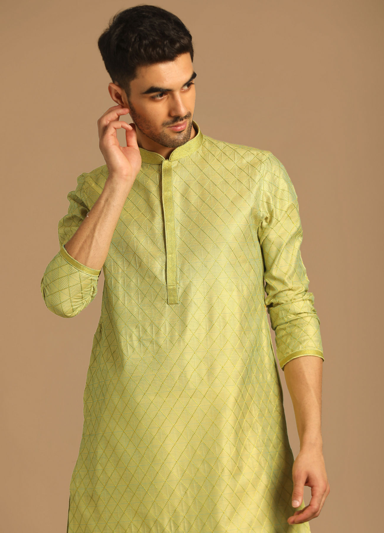 Manyavar Men Classy Green Kurta Set