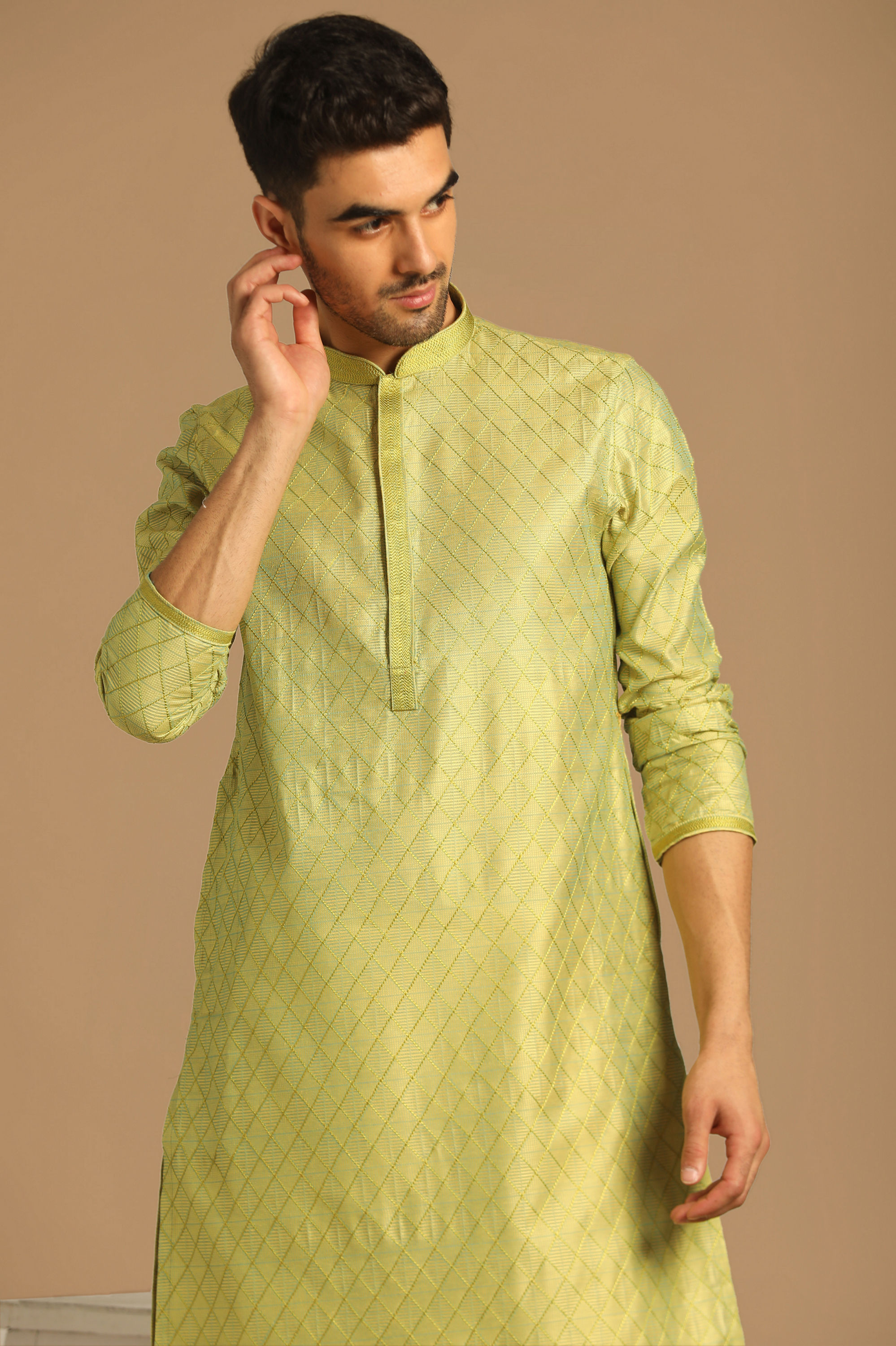 Manyavar Men Classy Green Kurta Set