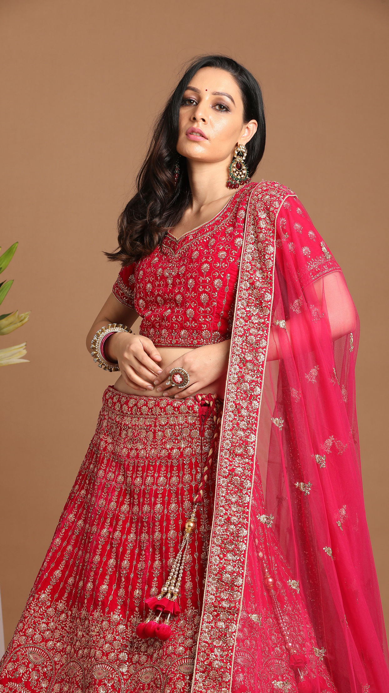 alt message - Mohey Women Traditional Rani Lehenga image number 1