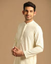 alt message - Manyavar Men Classy Cream Kurta Set image number 0