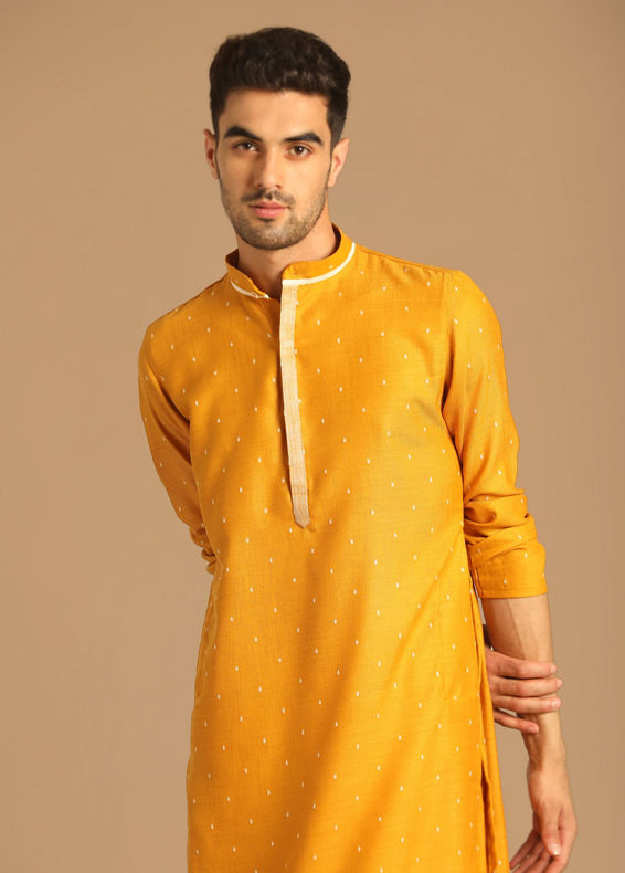 Manyavar Men Sublime Light Orange Kurta Set