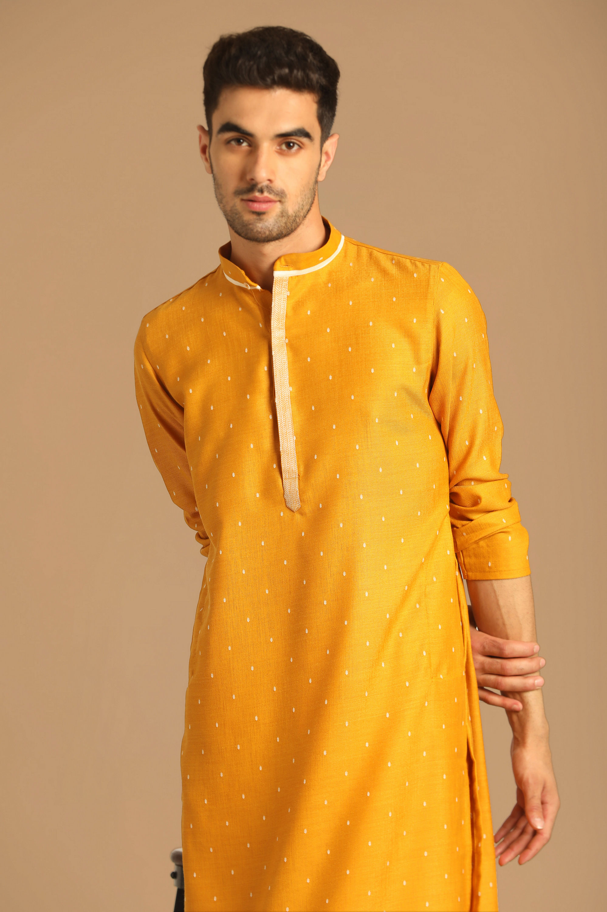 Manyavar Men Sublime Light Orange Kurta Set