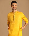 alt message - Manyavar Men Contemporary Yellow Kurta Pajama image number 0