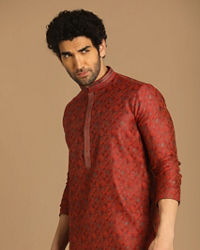 Manyavar Men Smart Fit Maroon Kurta Pajama