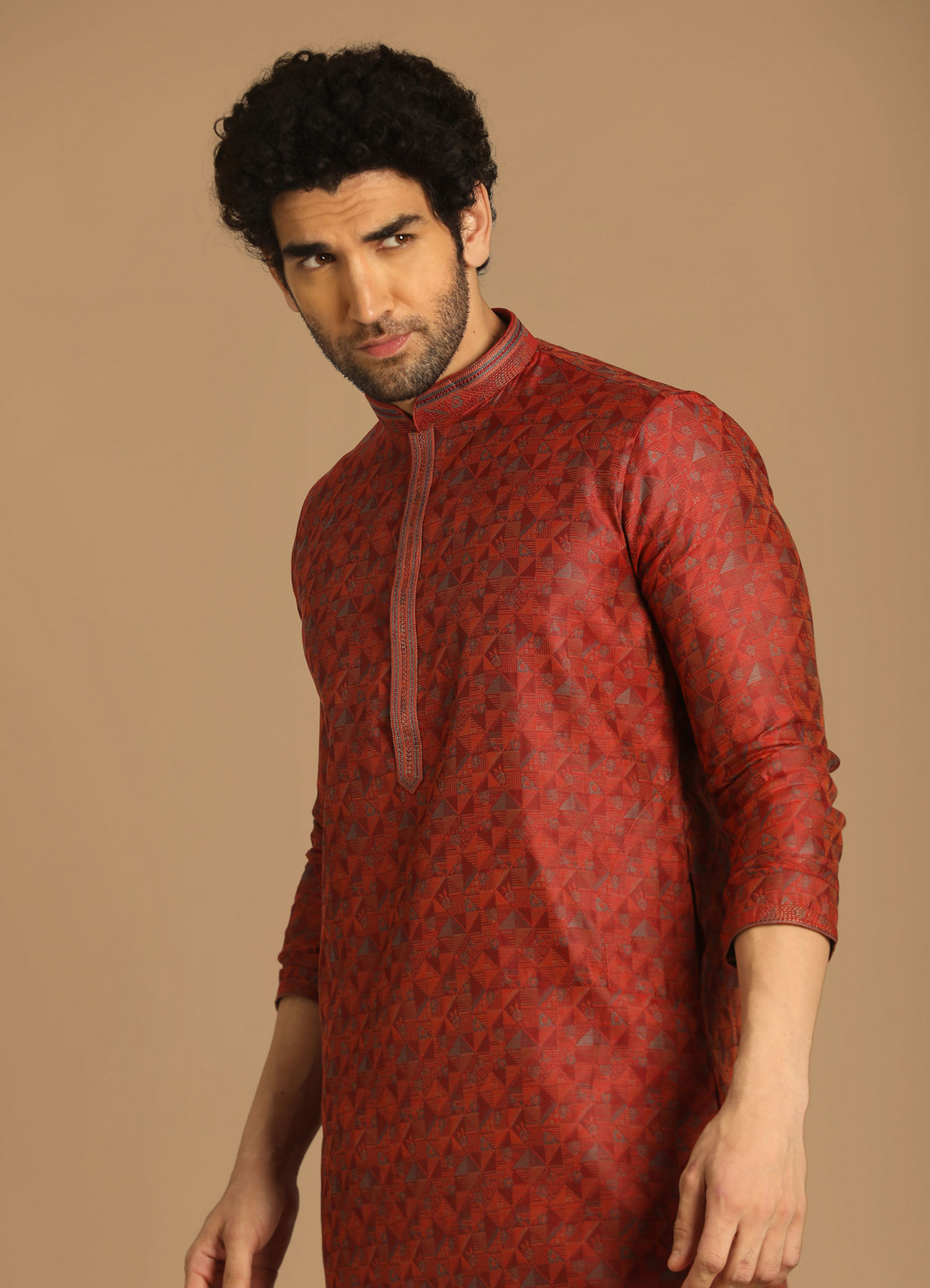 Manyavar Men Smart Fit Maroon Kurta Pajama