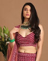 Chiffon Wine Red Lehenga image number 1