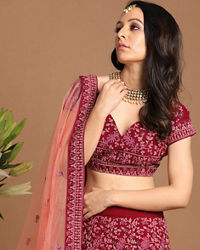 Mohey Women Enchanting Wine Lehenga