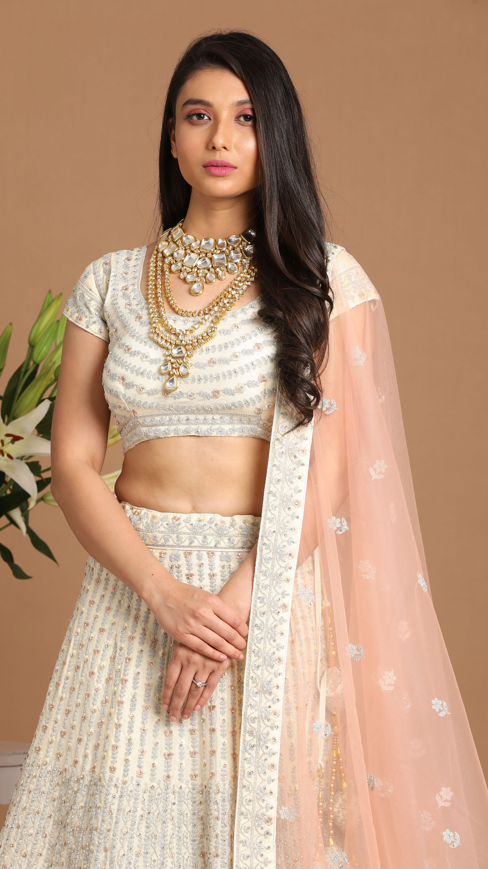 Mohey Women Light Colored Chiffon Lehenga