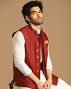 Manyavar Men Classy Maroon Jacket image number 0