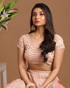 alt message - Mohey Women Chiffon Peach Lehenga image number 1