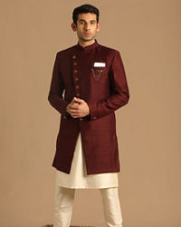 Manyavar Men Smart Fit Maroon Indo Western