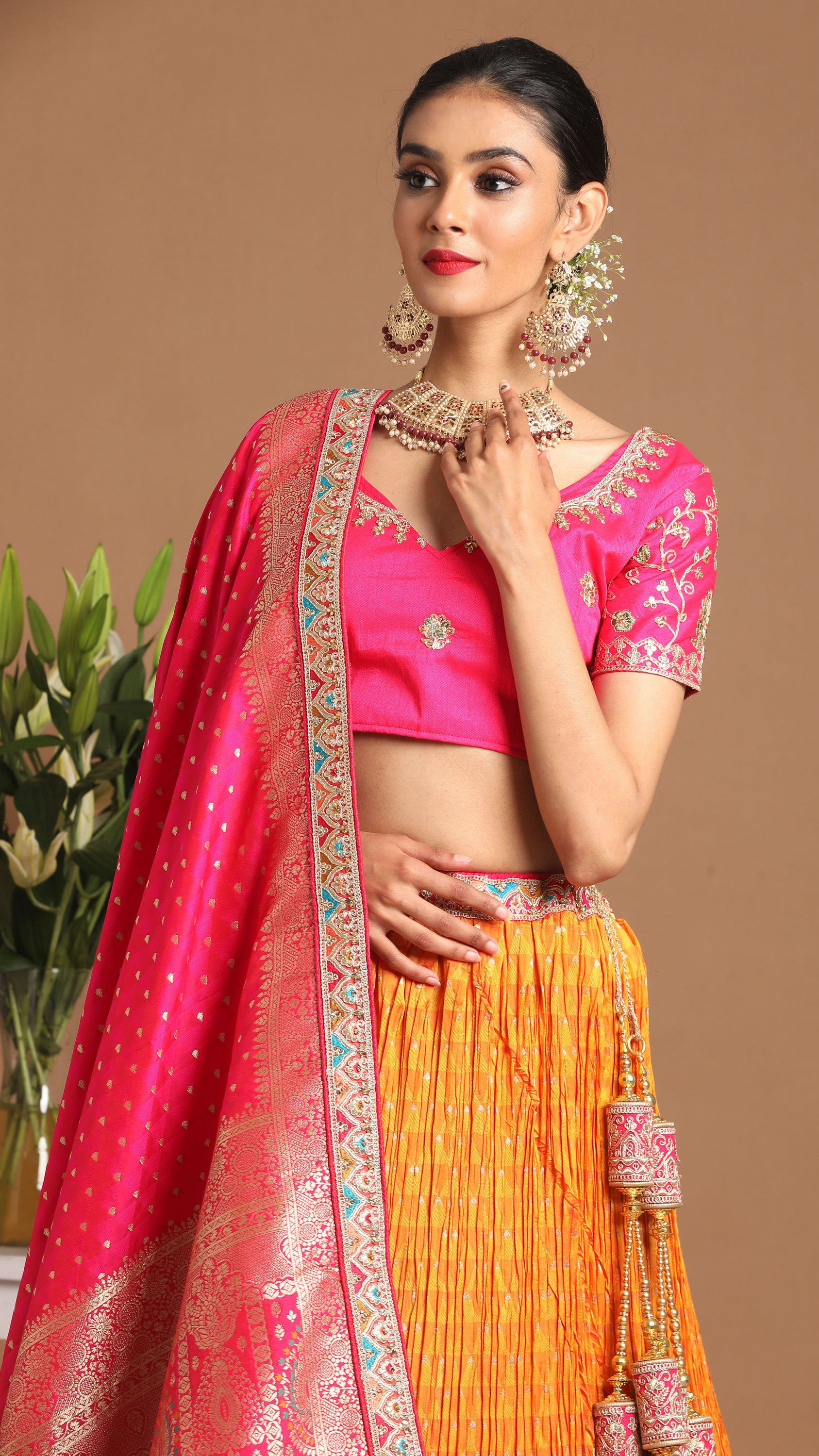 Mohey Women Charming Mustard Yellow Benarasi Lehenga