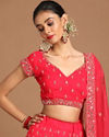 Mohey Women Georgette Rani Pink Bridal Lehenga image number 1