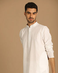 Manyavar Men Pristine White Kurta Set