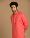 Manyavar Men Rani Pink Cotton Blend Kurta Pajama