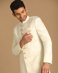 Manyavar Men Pristine White Indo Western