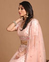 alt message - Mohey Women Light Pink Embellished Lehenga image number 1