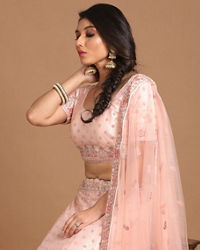 Mohey Women Light Pink Embellished Lehenga