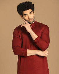 Manyavar Men Dapper Maroon Kurta Set