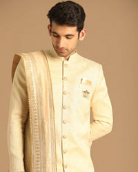 Manyavar Men Timeless Beige Sherwani