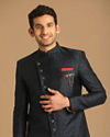 alt message - Manyavar Men Sophisticated Blue Indo Western image number 0