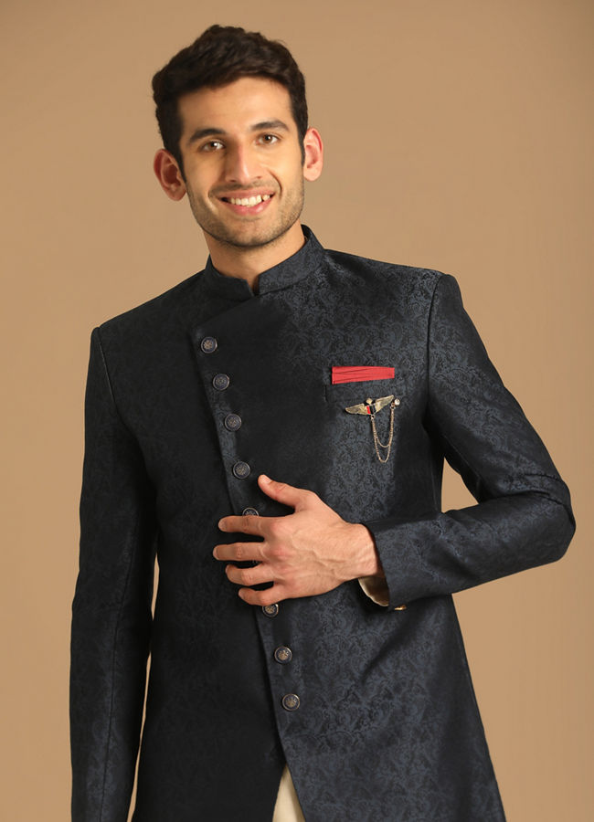 Manyavar Men Sophisticated Blue Indo Western