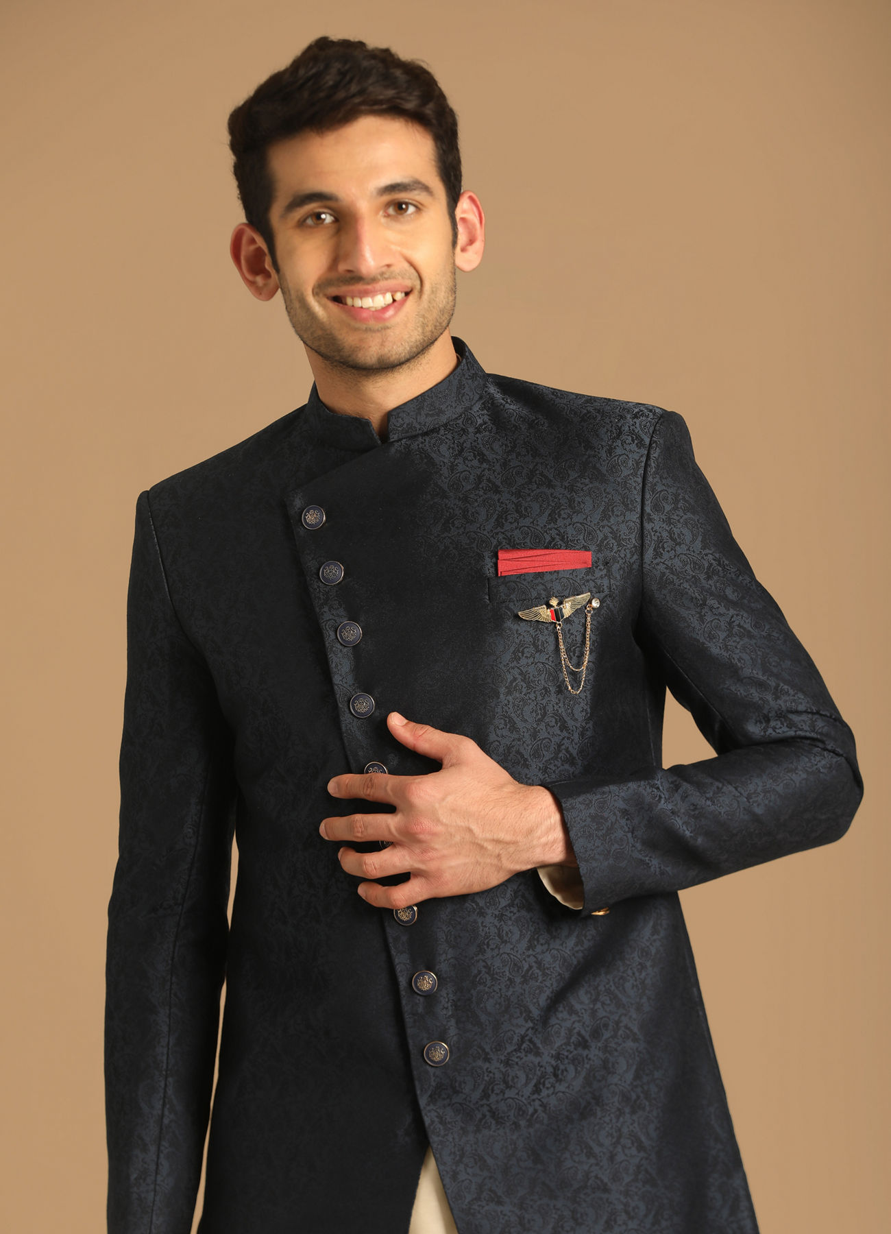 Manyavar Men Sophisticated Blue Indo Western