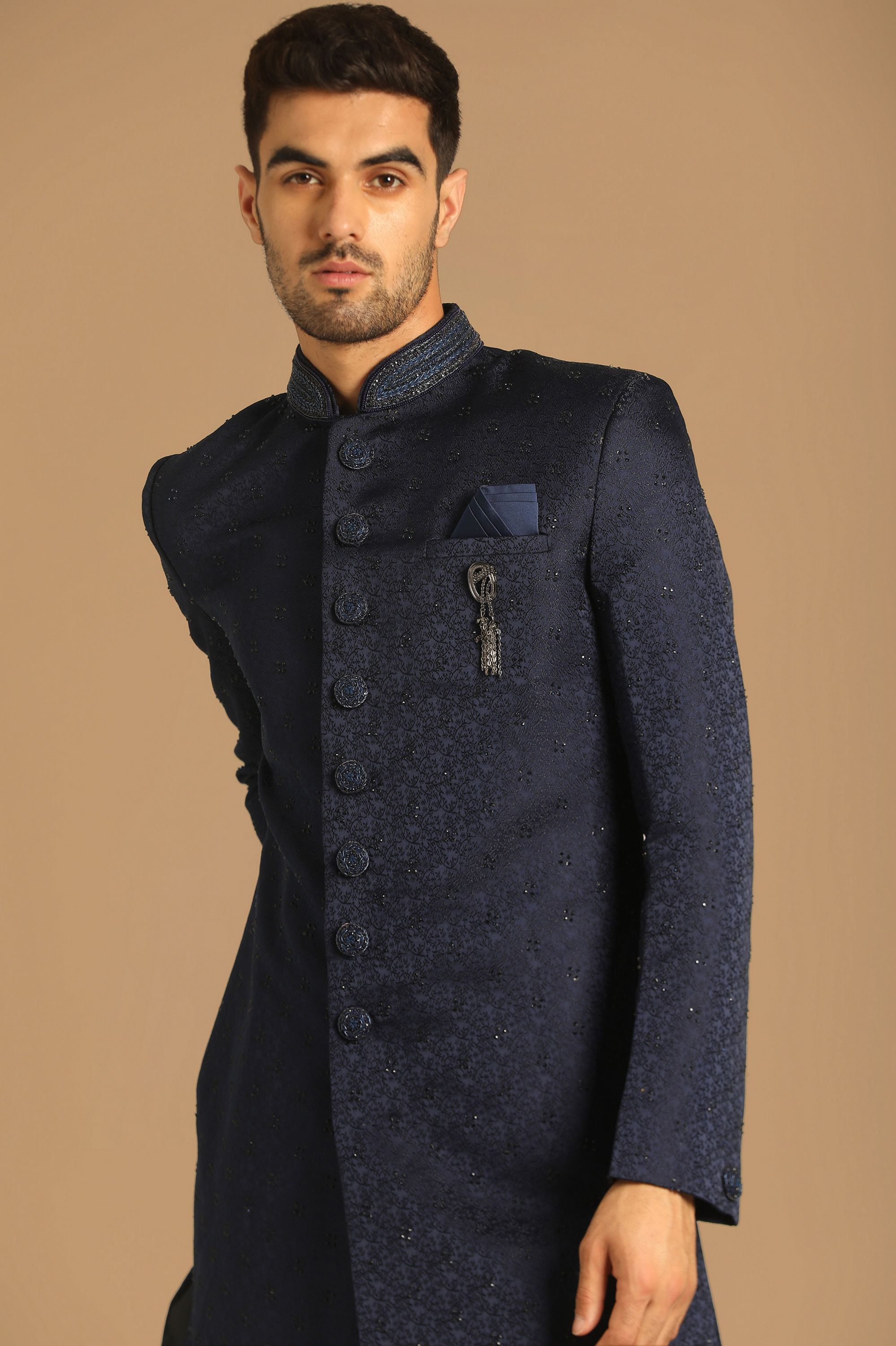 Manyavar Men Iconic Blue Indo Western